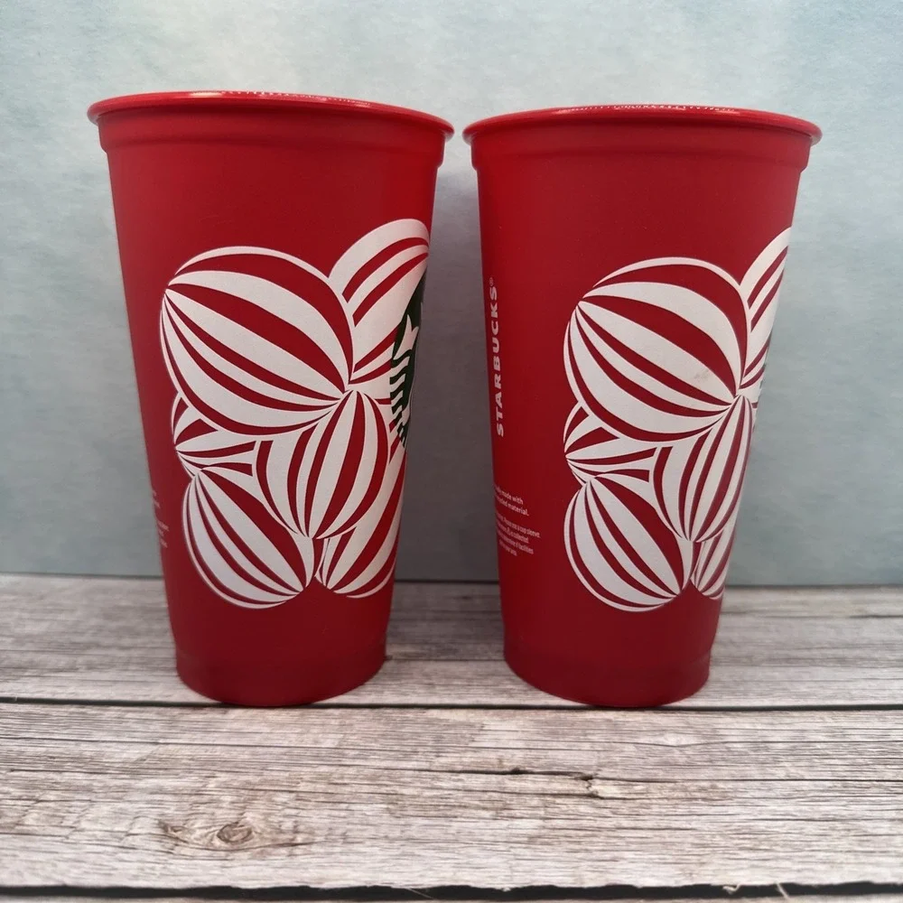 Lot‎ of 2 Starbucks Holiday Red Cup Day (16 oz) Reusable Hot Cup (No Lids)